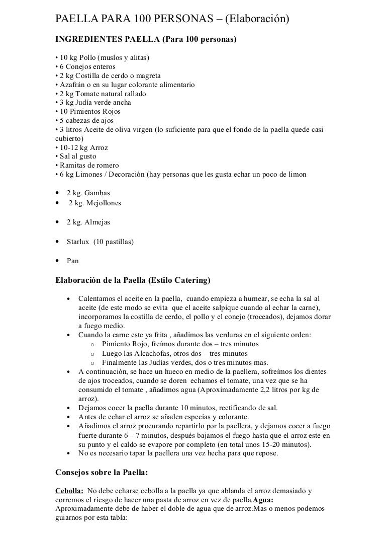 Cantidad de arroz para 30 personas